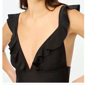 J.Crew Factory Ruffle-shoulder V-neck One-piece swimsuit